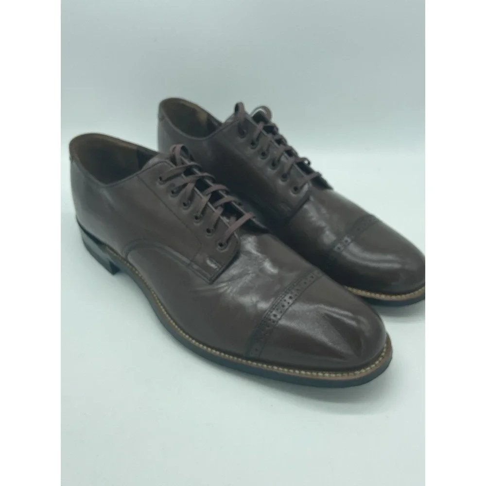 Stacy Adams Men Size 9D Brown Leather Cap Toe Oxford Dress Shoes‎ Classic Formal